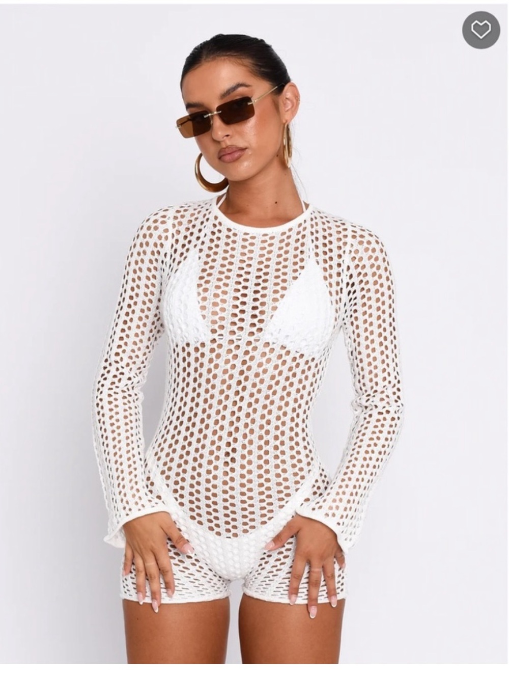 White Fox Change of Plans Knitted Long Sleeve Playsuit
